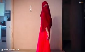 AmiraSerious | CKXGirl™ | Red Hijab & Traditional Dress | www.ckxgirl.com 